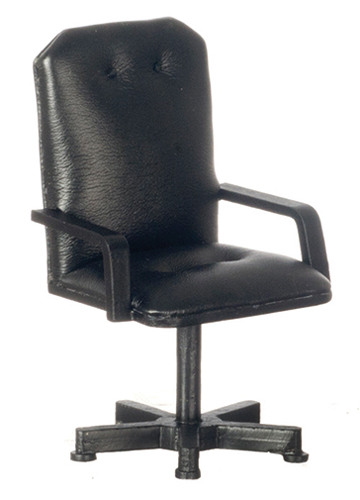 Dollhouse Miniature Desk Chair, Black